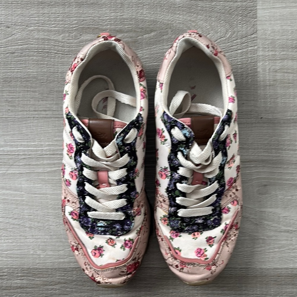 Coach Pink and Cream Athletic Shoes with Floral Design